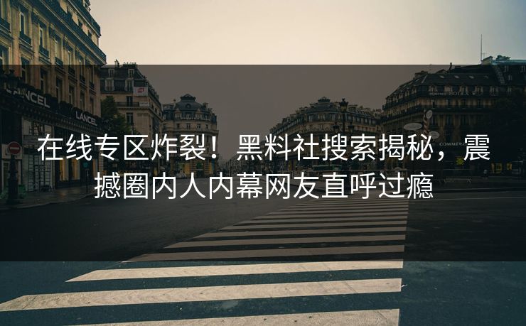 在线专区炸裂！黑料社搜索揭秘，震撼圈内人内幕网友直呼过瘾