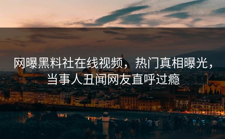网曝黑料社在线视频，热门真相曝光，当事人丑闻网友直呼过瘾