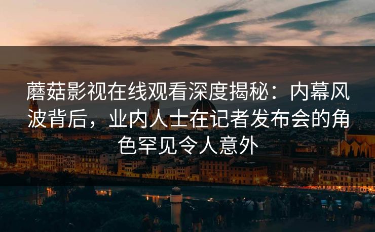 蘑菇影视在线观看深度揭秘：内幕风波背后，业内人士在记者发布会的角色罕见令人意外