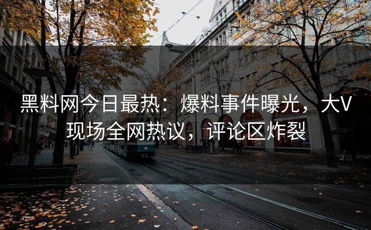 黑料网今日最热：爆料事件曝光，大V现场全网热议，评论区炸裂