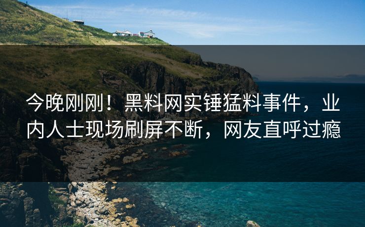 今晚刚刚！黑料网实锤猛料事件，业内人士现场刷屏不断，网友直呼过瘾