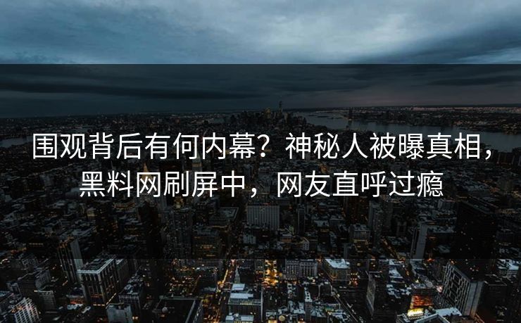 围观背后有何内幕？神秘人被曝真相，黑料网刷屏中，网友直呼过瘾