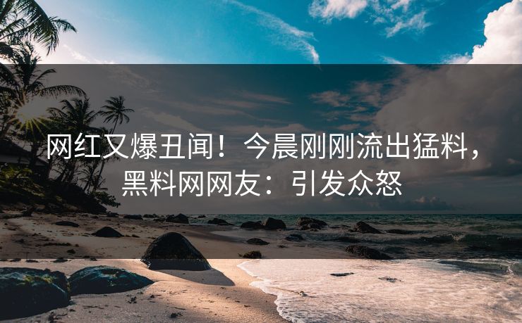 网红又爆丑闻！今晨刚刚流出猛料，黑料网网友：引发众怒