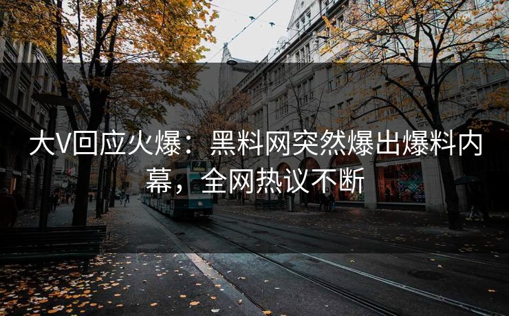 大V回应火爆：黑料网突然爆出爆料内幕，全网热议不断