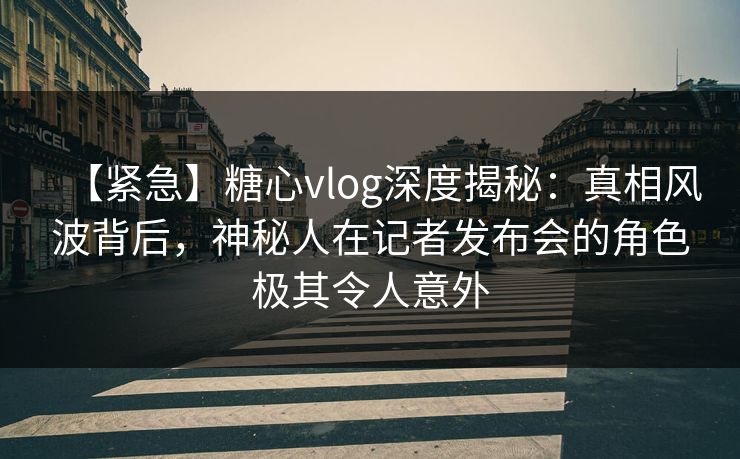 【紧急】糖心vlog深度揭秘：真相风波背后，神秘人在记者发布会的角色极其令人意外
