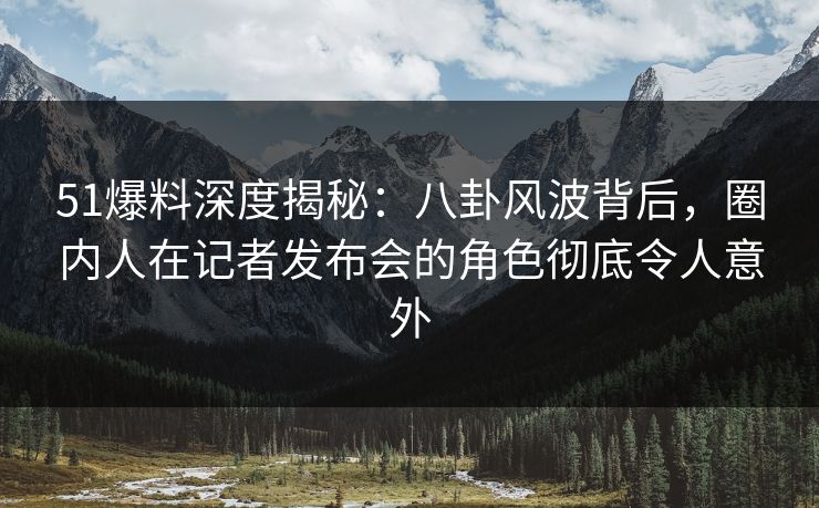51爆料深度揭秘：八卦风波背后，圈内人在记者发布会的角色彻底令人意外