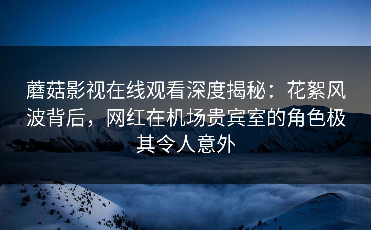 蘑菇影视在线观看深度揭秘：花絮风波背后，网红在机场贵宾室的角色极其令人意外