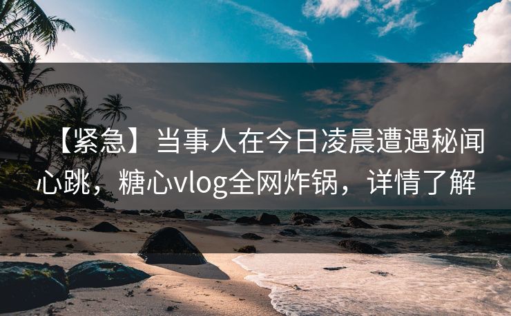 【紧急】当事人在今日凌晨遭遇秘闻心跳，糖心vlog全网炸锅，详情了解