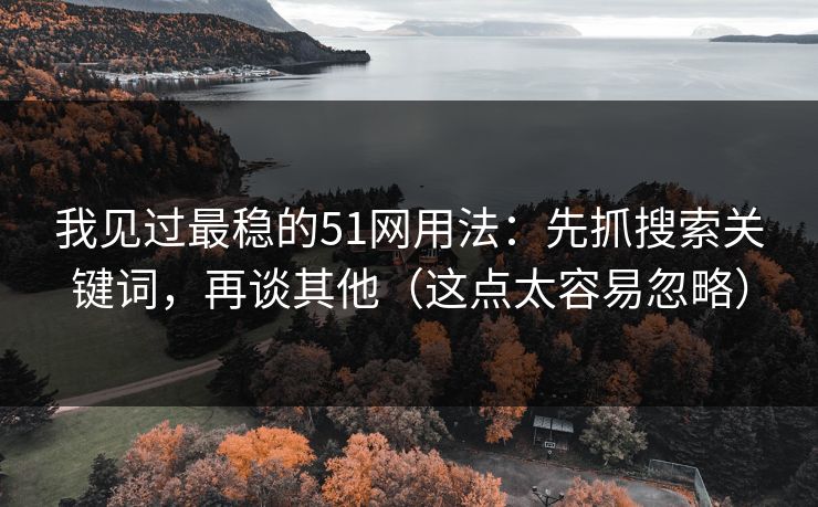 我见过最稳的51网用法：先抓搜索关键词，再谈其他（这点太容易忽略）